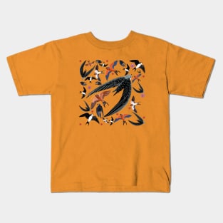 Swallows and swift pattern (Yellow) Kids T-Shirt